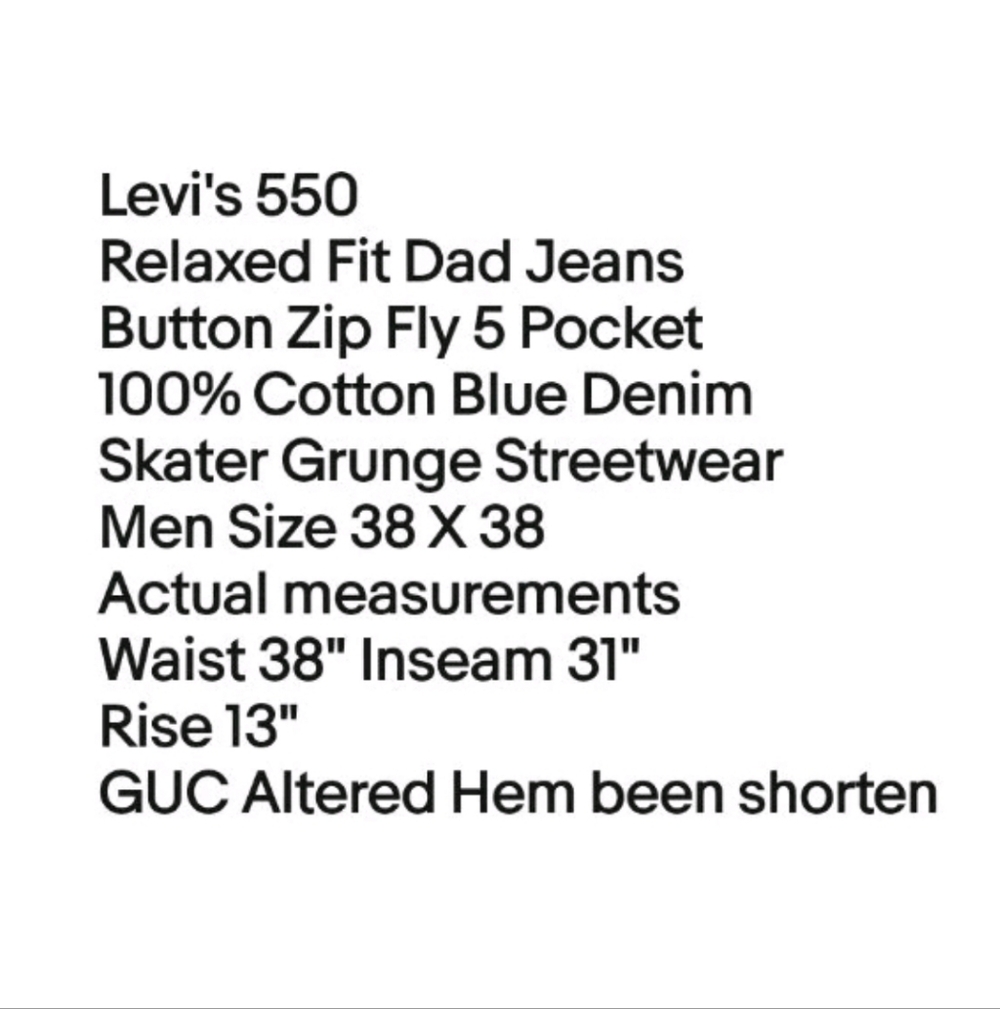 Levi's 550 Relaxed Fit Jeans 38/31 Blue Denim High Waisted Work Wear Streetwear - Picture 7 of 9